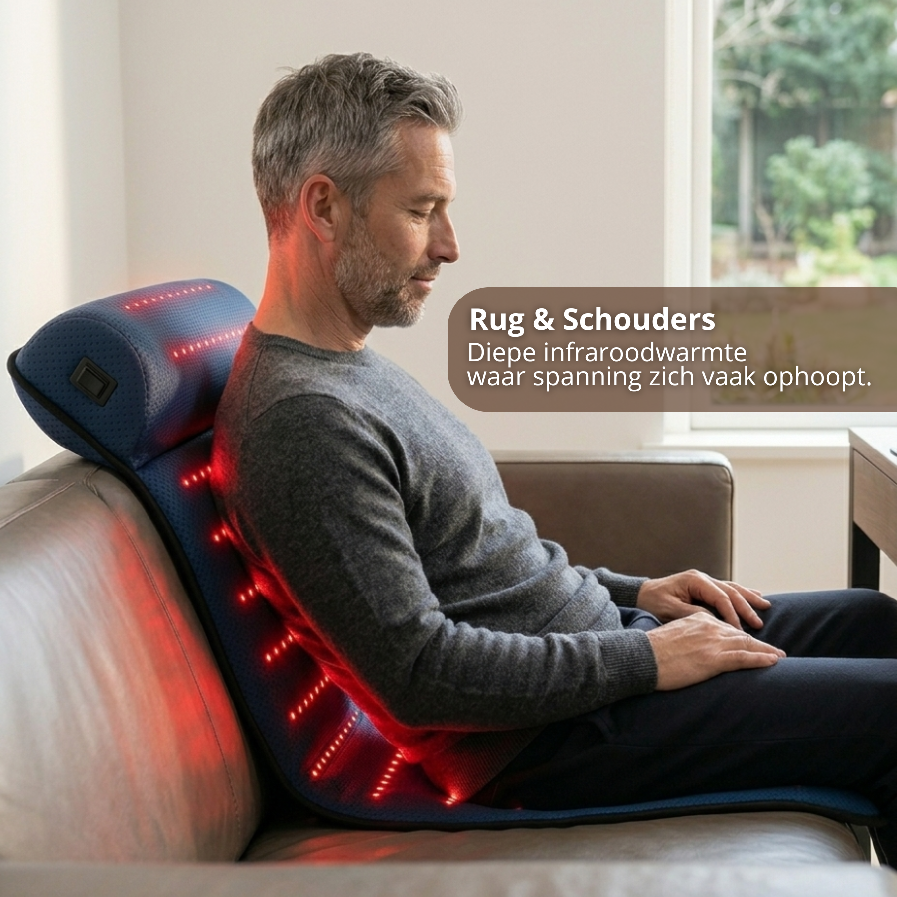 Diepe infrarood mat met nekondersteuning voor rug en schouders – warmtetherapie voor ontspanning thuis