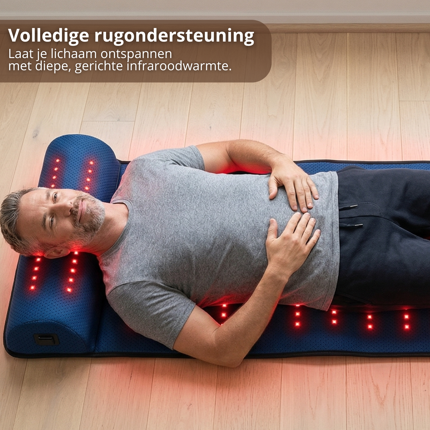 Volledige rugondersteuning met infrarood mat en neksteun – diepe warmte voor ontspanning
