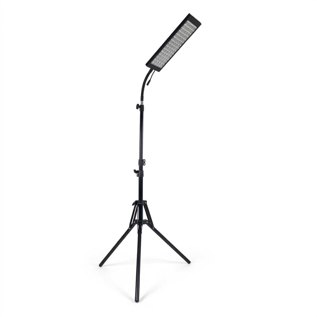 InfraRood Paneel met standaard voor gerichte roodlicht- en infraroodtherapie thuis.