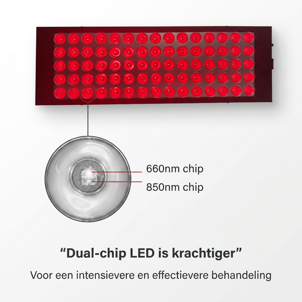 Compact en krachtig roodlichtpaneel met 660nm en 850nm lichttechnologie.