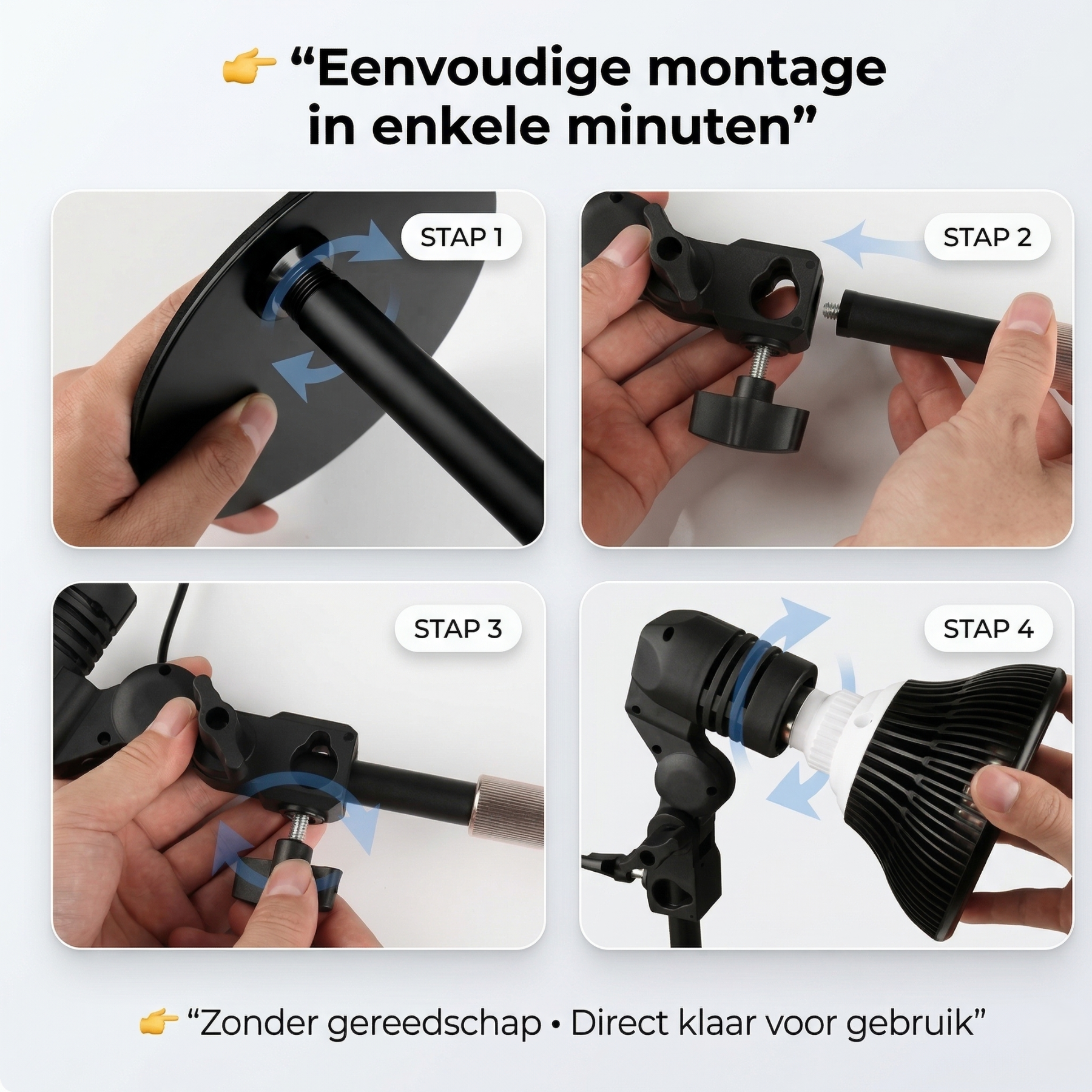 Eenvoudige montage van infrarood lamp zonder gereedschap – roodlichttherapie lamp snel en direct klaar voor gebruik