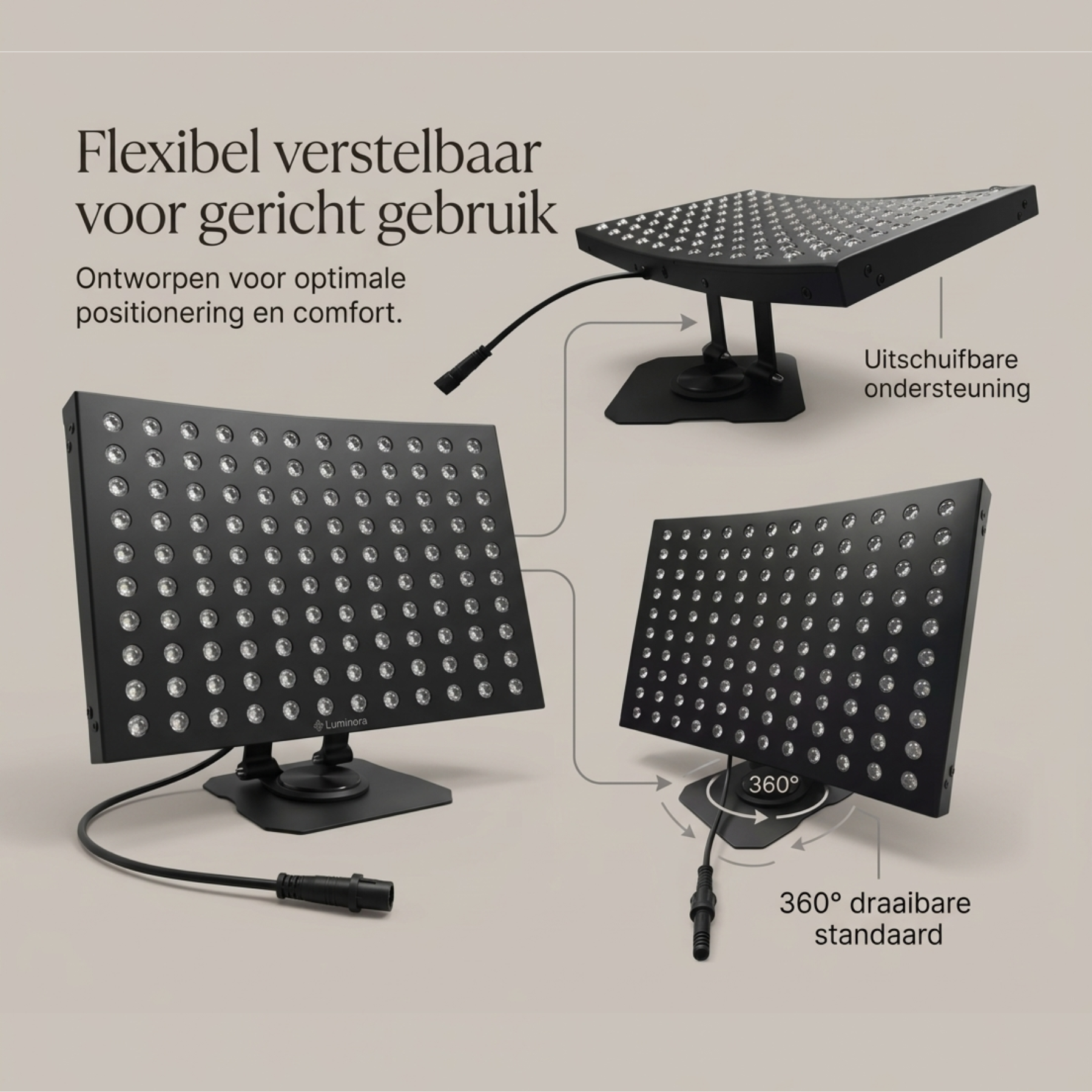 Draagbare roodlichttherapie lamp met inklapbare 360 graden standaard – infrarood gezichtslamp met dual chip leds