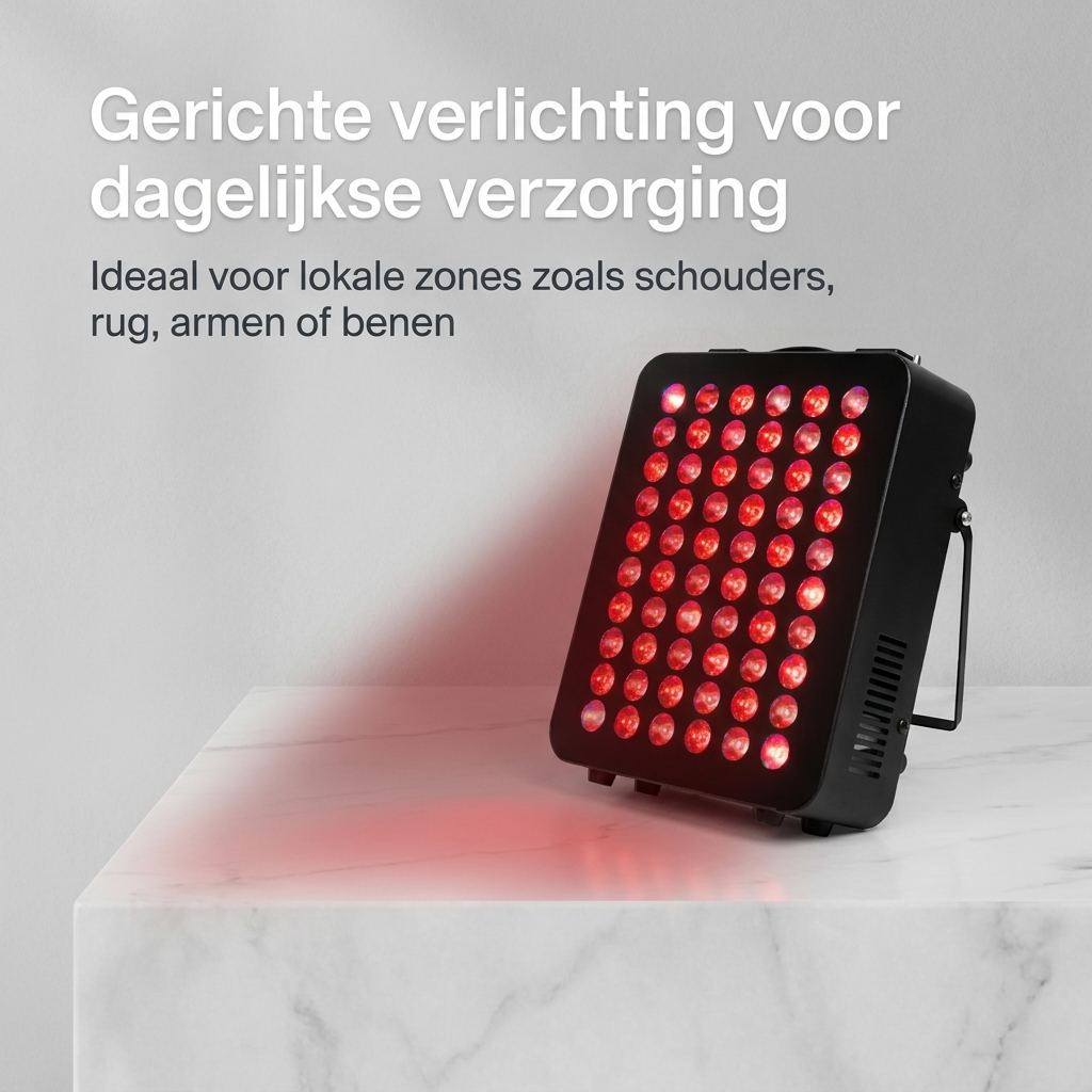 Compact infrarood paneel voor dagelijkse ondersteuning van spieren, gewrichten en herstel.